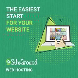 SiteGround Banner Ad / affiliate link. The text reads 'The Easiest Start For Your Website'