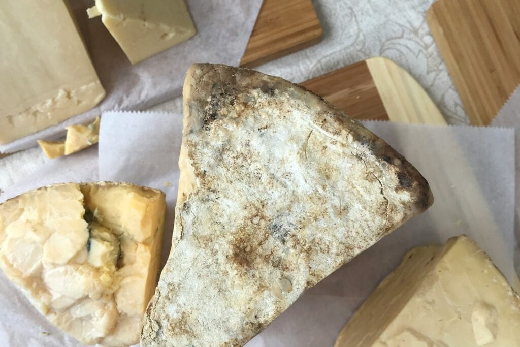 Lots of different types of cheeses